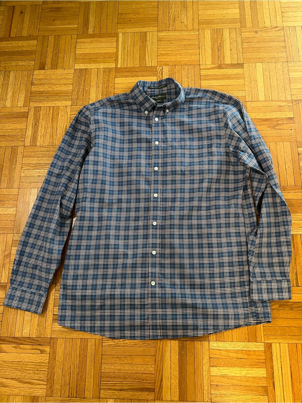 Eddie Bauer Blue Plaid Button-Down Shirt size XL